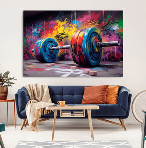 Abstract Graffiti Barbell Canvas Wall Art – Urban Fitness