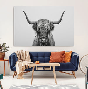 Farmhouse Longhorn Wall Art Canvas Print, Longhorn Texas