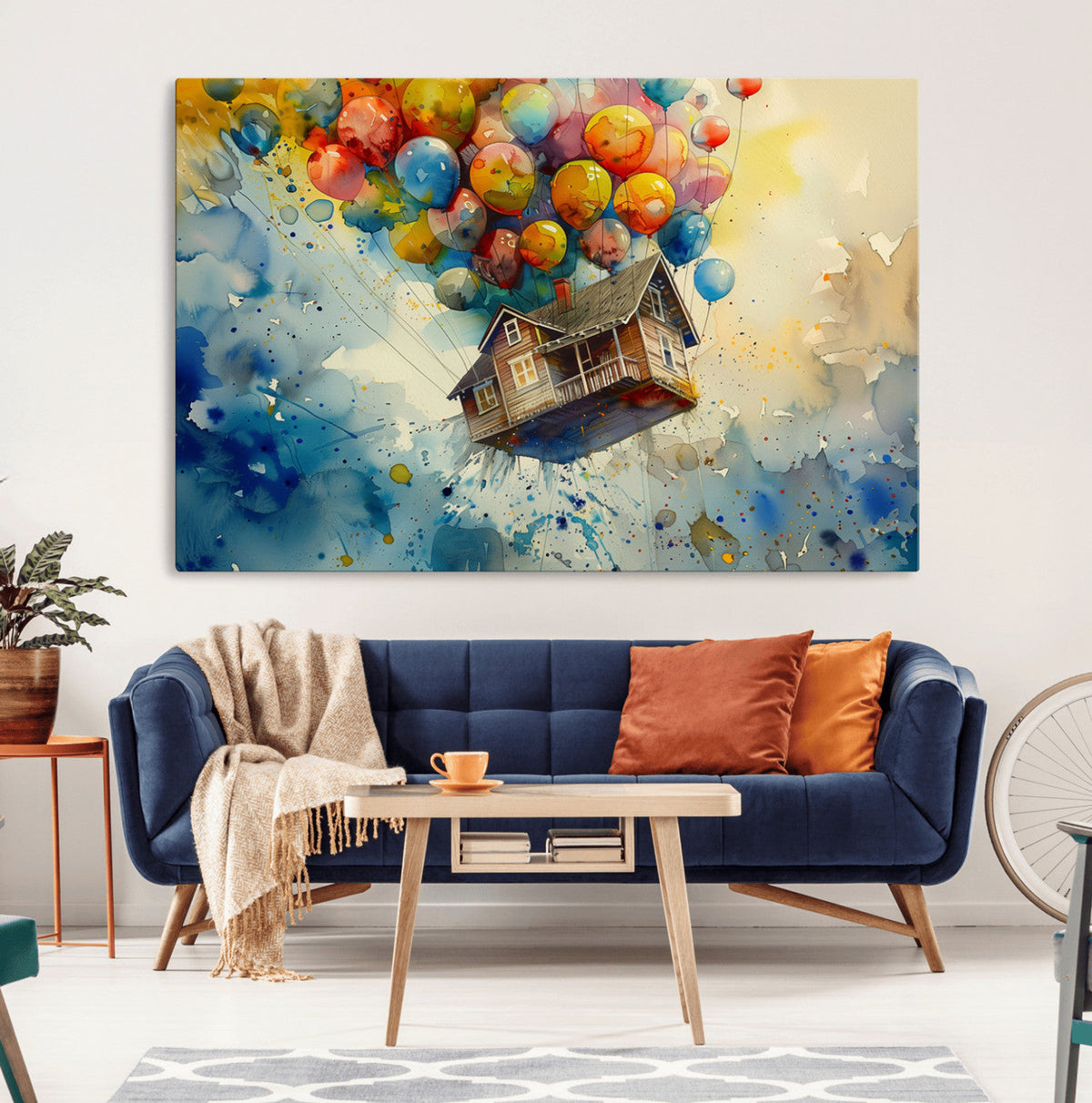 UP-Inspired Floating House with Balloons Canvas Art –