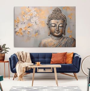 Abstract Buddha Statue Wall Art Canvas Print - Modern