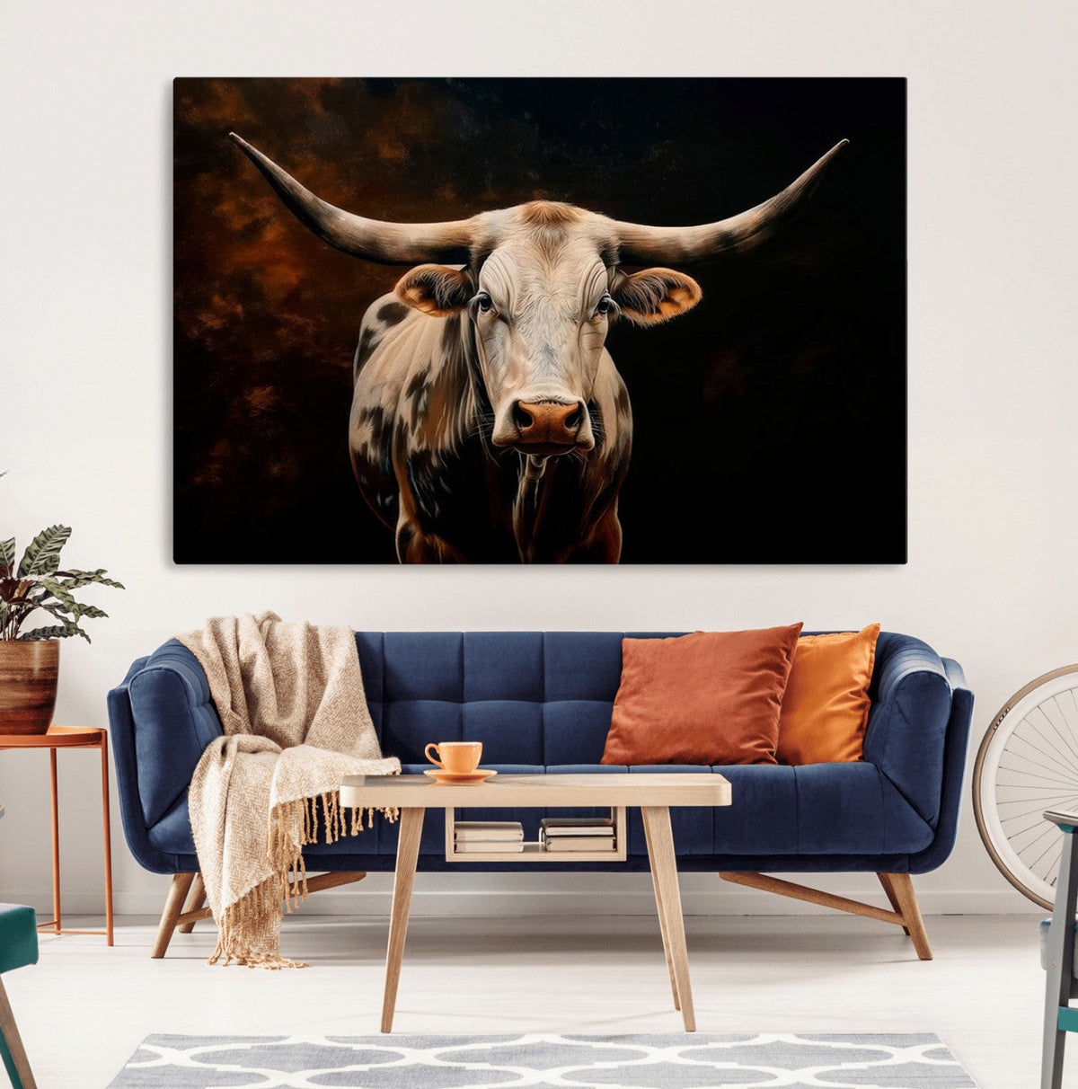 Texas Longhorn Wall Art | 3-Panel Large Texas Longhorn