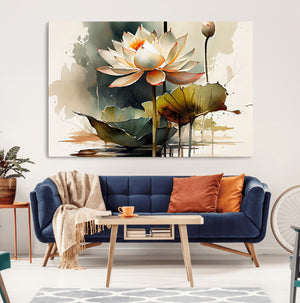 Lotus Flower Watercolor Canvas Print – A Symbol of Serenity