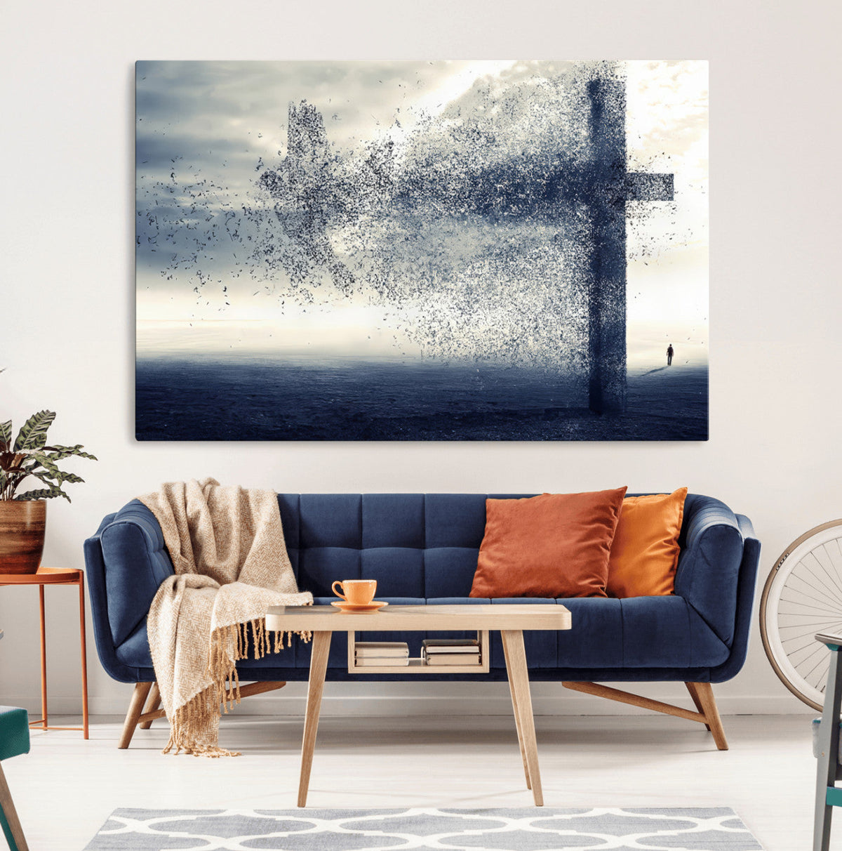 Jesus and the Fading Cross Wall Art Print – Symbol of Faith,