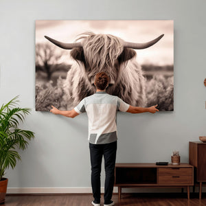Scottish Cow Longhorn Wall Art Canvas Print