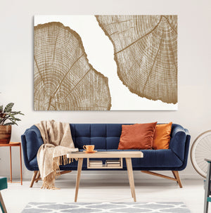 Rustic Brown Tree Ring Wall Art Canvas Print – Framed and