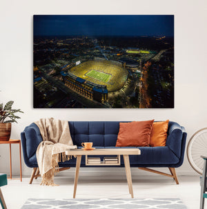 Michigan Stadium Night Game Wall Art – Sports Arena Aerial