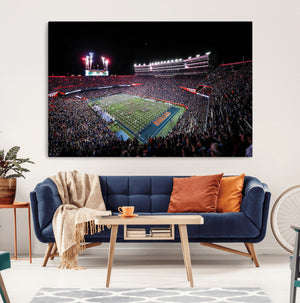 Ben Hill Griffin Stadium Night Game Triple Canvas Wall Art -