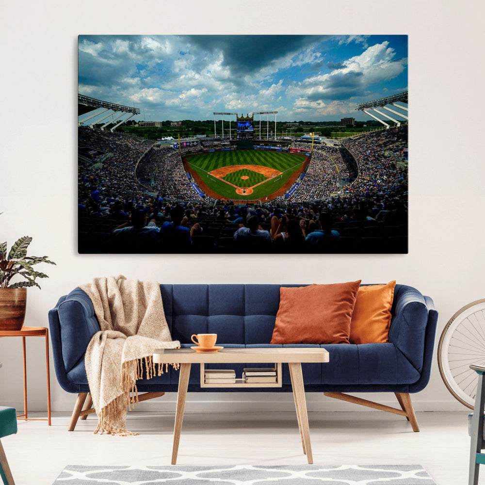 3-Panel Kauffman Stadium Wall Art Print | Large Kansas City