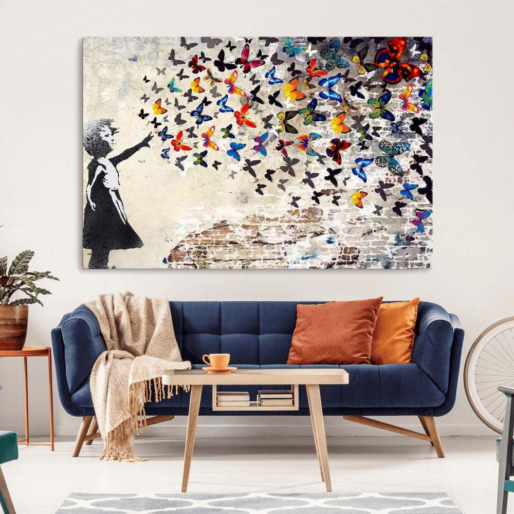 Banksy Graffiti Wall Art Canvas Print: Girl Releasing