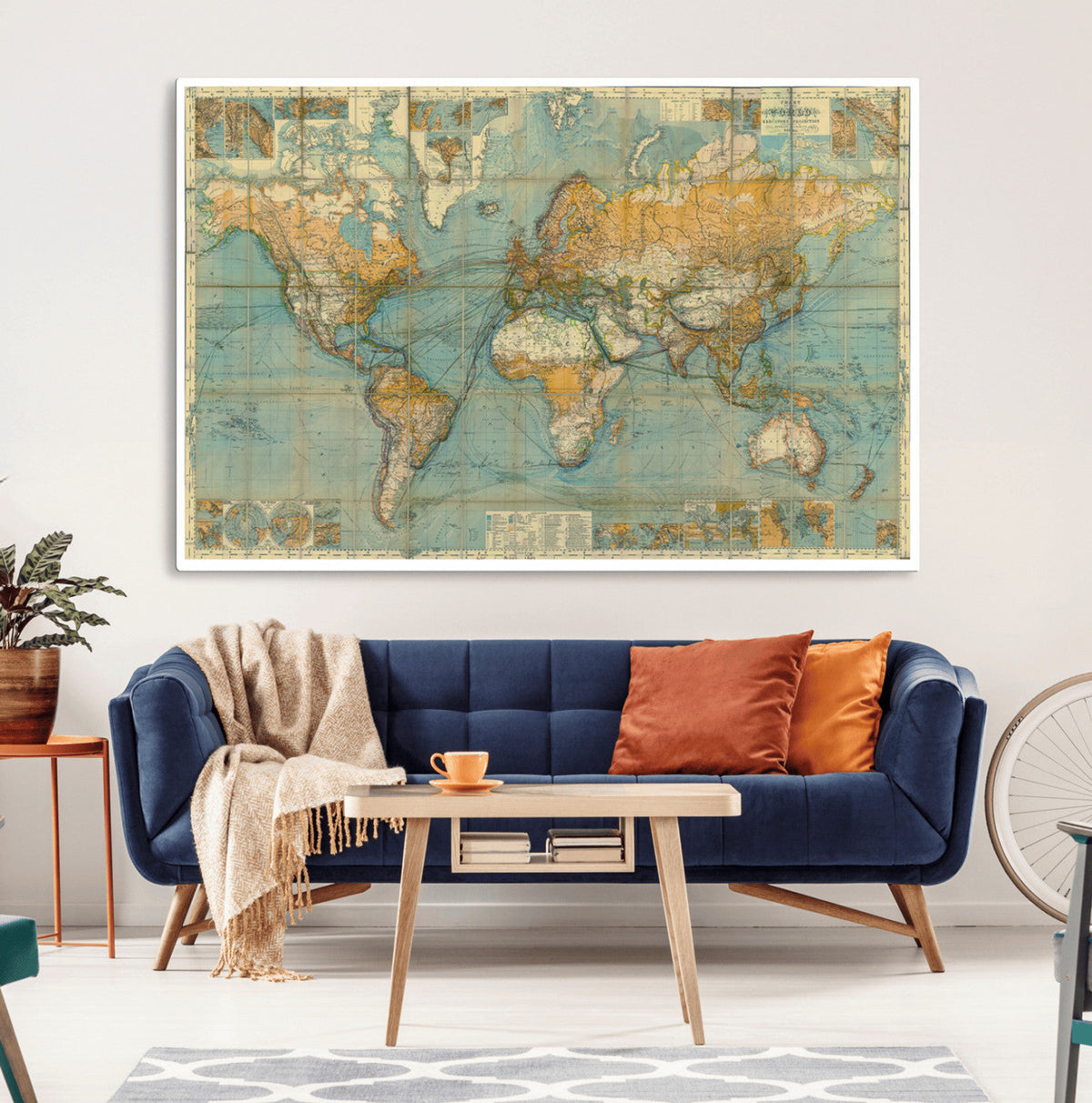 Push Pin World Map Canvas Print – Travel Tracker Wall Art