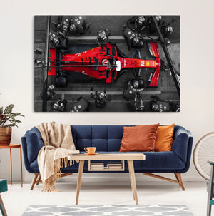 Ferrari Pit Stop Canvas Wall Art – Precision and Speed