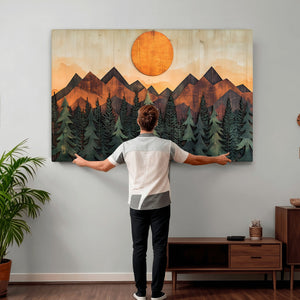 Sunset Mountain Landscape Canvas Wall Art Print - Nature