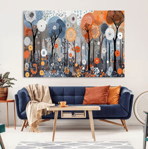Abstract Winter Landscape Canvas Wall Art Print - Large