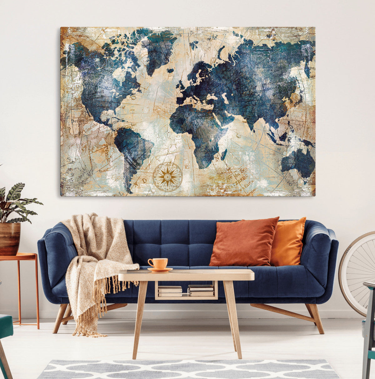 World Map Canvas Print – Framed Wall Art for Couples,