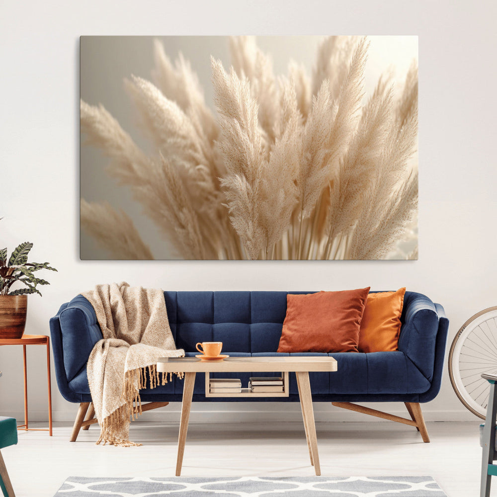 Pampas Grass Canvas Wall Art - Elegant Neutral Decor for