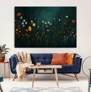 Framed Wildflower Field Wall Art, Framed Vintage Botanical
