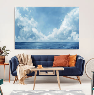 Abstract Ocean Print Artwork- Serene Blue Ocean Canvas Wall