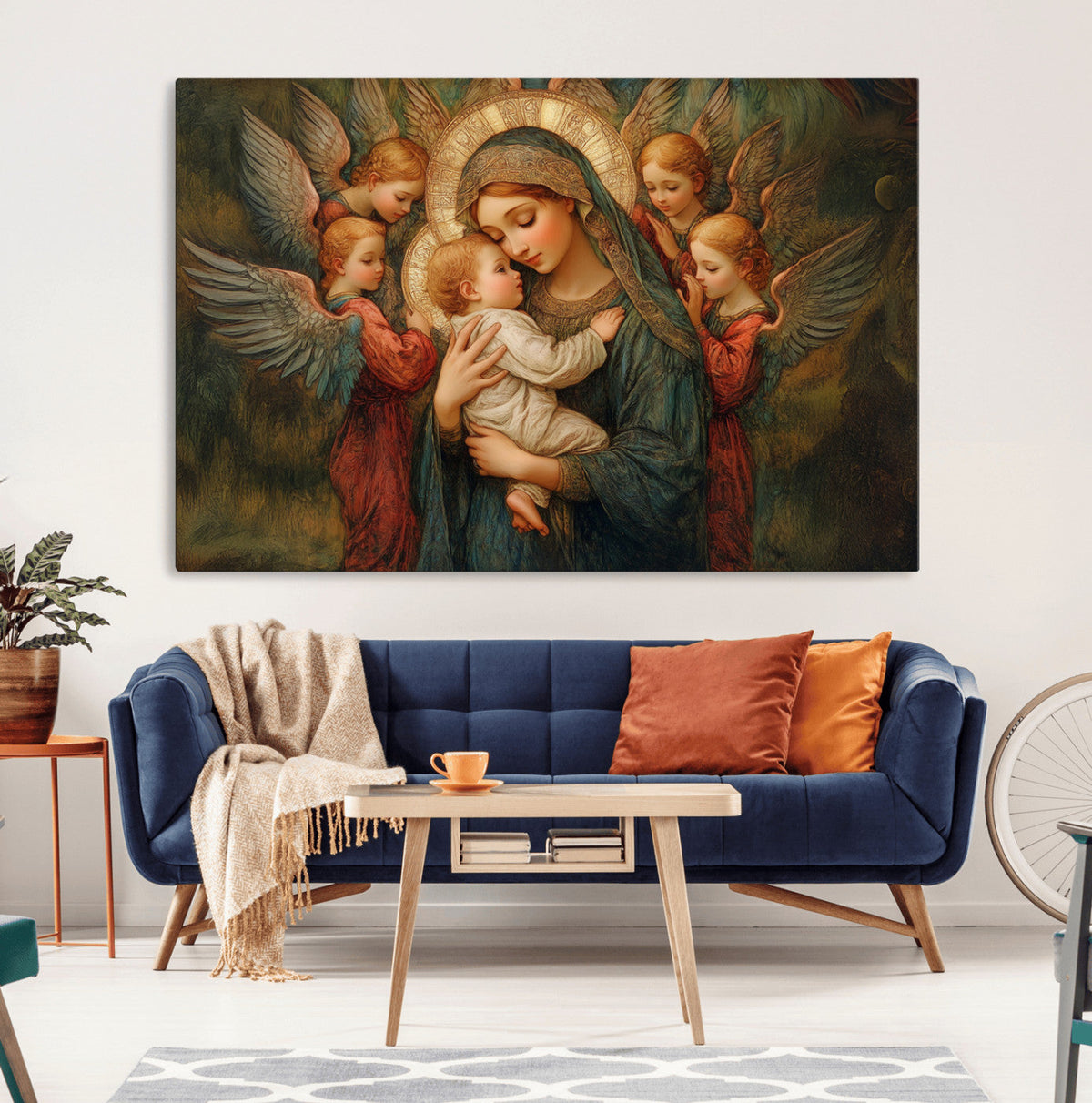 Mary Jesus Canvas Wall Art Print - Madonna and Child with