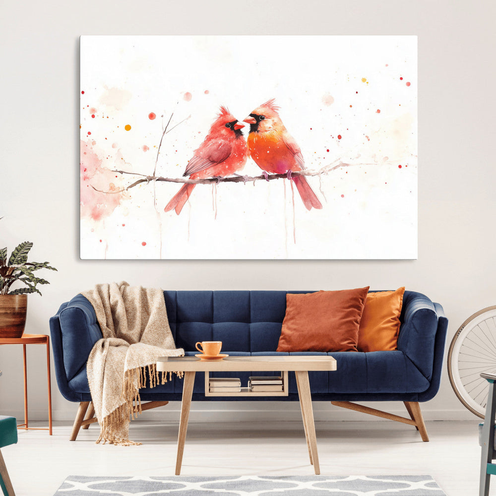 Cardinal Bird Canvas Wall Art - Male and Female Cardinal