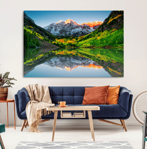 Maroon Bells Lake Wall Art Canvas Print – Framed Majestic