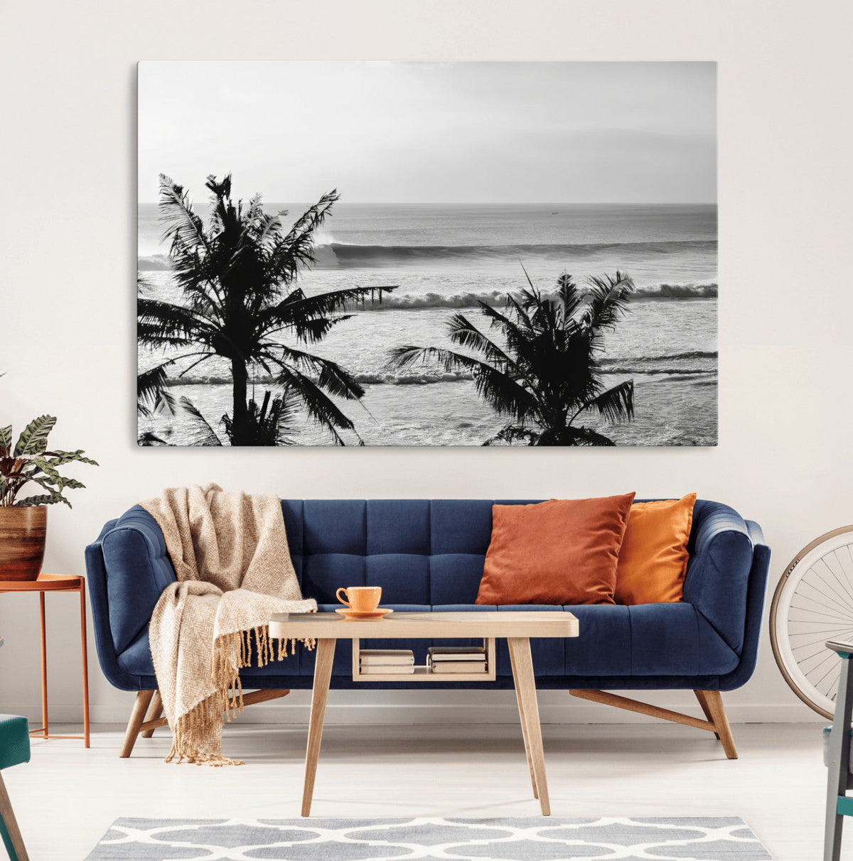 Tropical Coastline Wall Art Canvas Print – Framed Palm Trees