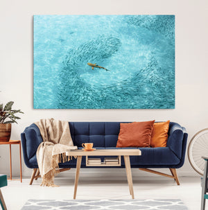 Fish Swarm Wall Art Canvas Print – Framed Marine Life Art