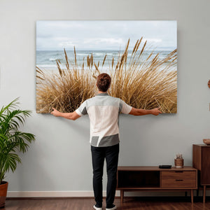 Beach Grass Wall Art Canvas Print – Framed Coastal Dunes Art