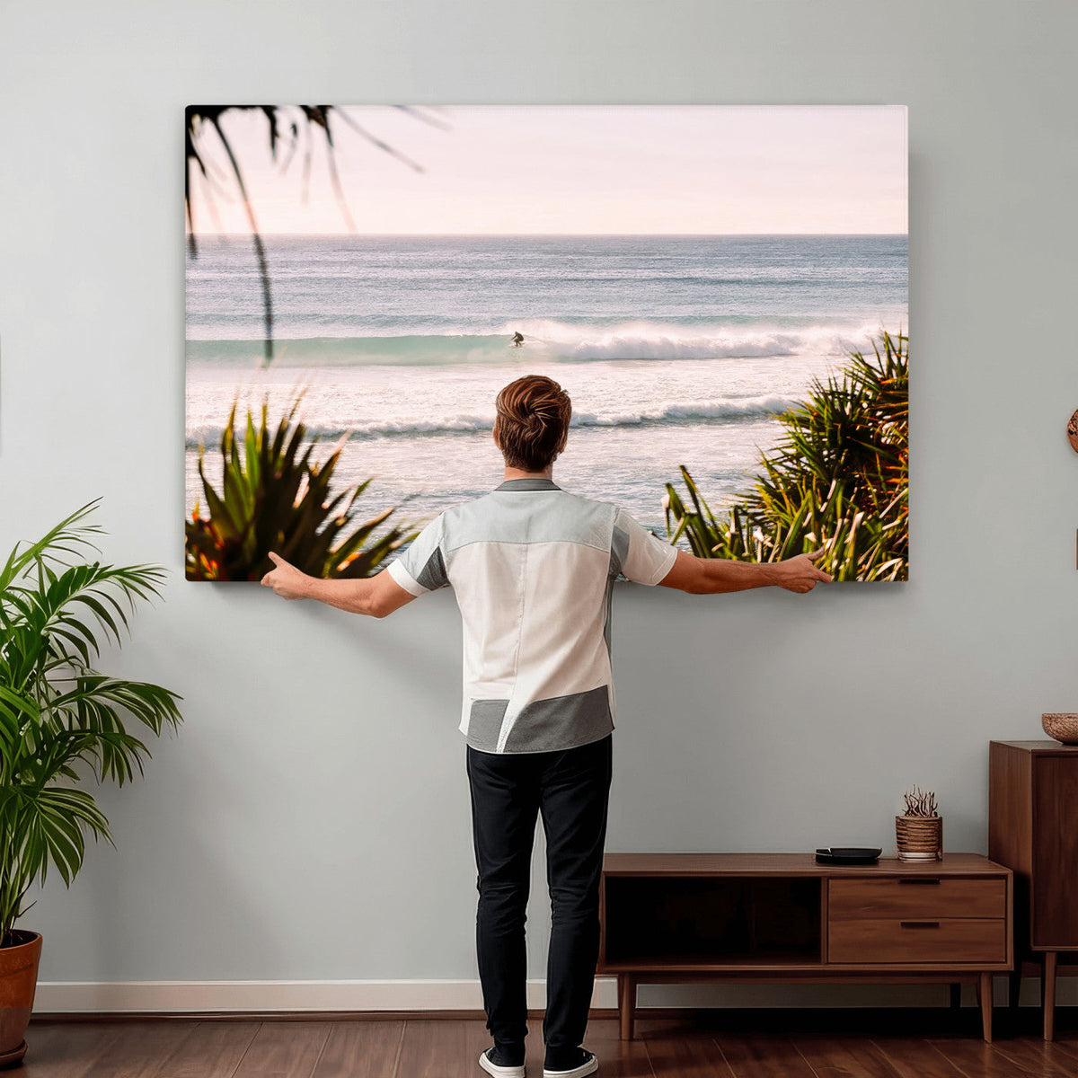 Ocean Surfer Wall Art Canvas Print – Framed Coastal Surf Art