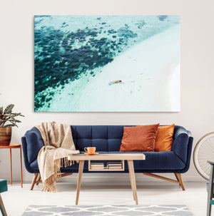 Minimal Beach Wall Art Canvas Print – Framed Ocean Swimming