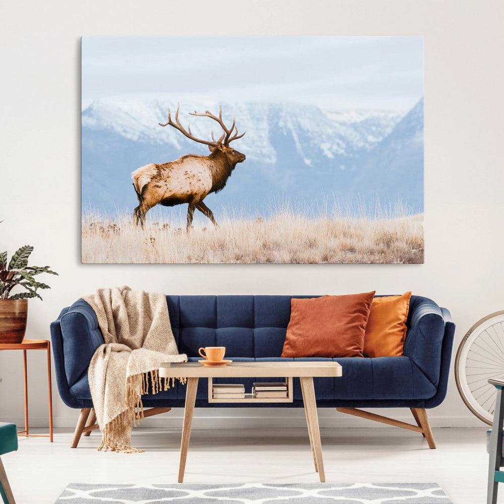Elk Wall Art Canvas Print – Framed Mountain Wildlife Art