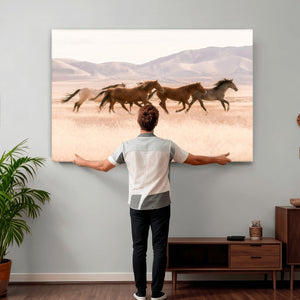 Wild Horse Wall Art Canvas Print – Framed Rustic Western Art