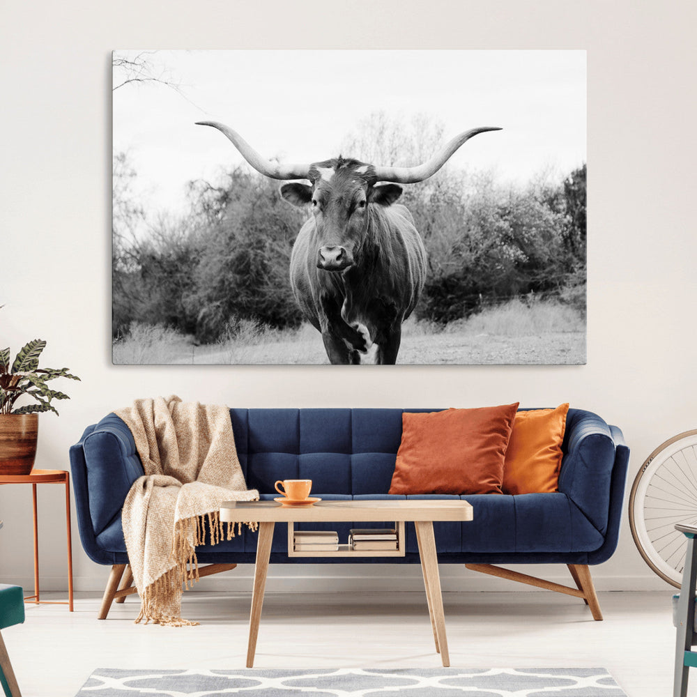 Longhorn Photography Wall Art Canvas Print – Framed Western