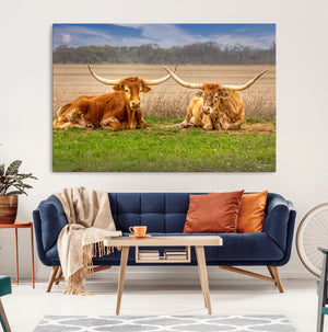 Longhorn Wall Art Canvas Print – Framed Cozy Ranch Vibes