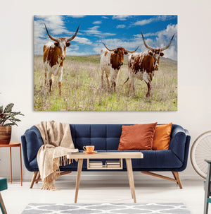 Texas Longhorn Wall Art Canvas Print – Framed Western Decor