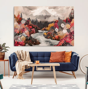 Mountain Wall Art Canvas Print – Framed Autumn Forest