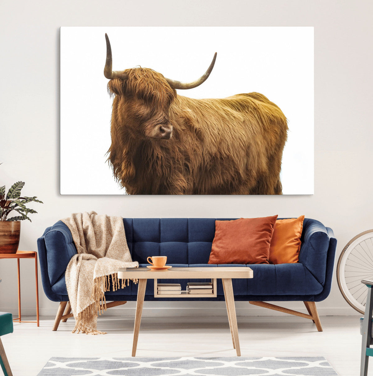 Highland Cow Wall Art Canvas Print – Framed Farmhouse Rustic
