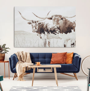 Longhorn Wall Art Canvas Print – Framed Western Cow Canvas