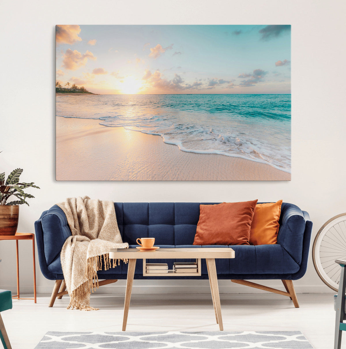 Beach Sunset Wall Art Canvas Print – Framed Ocean Waves