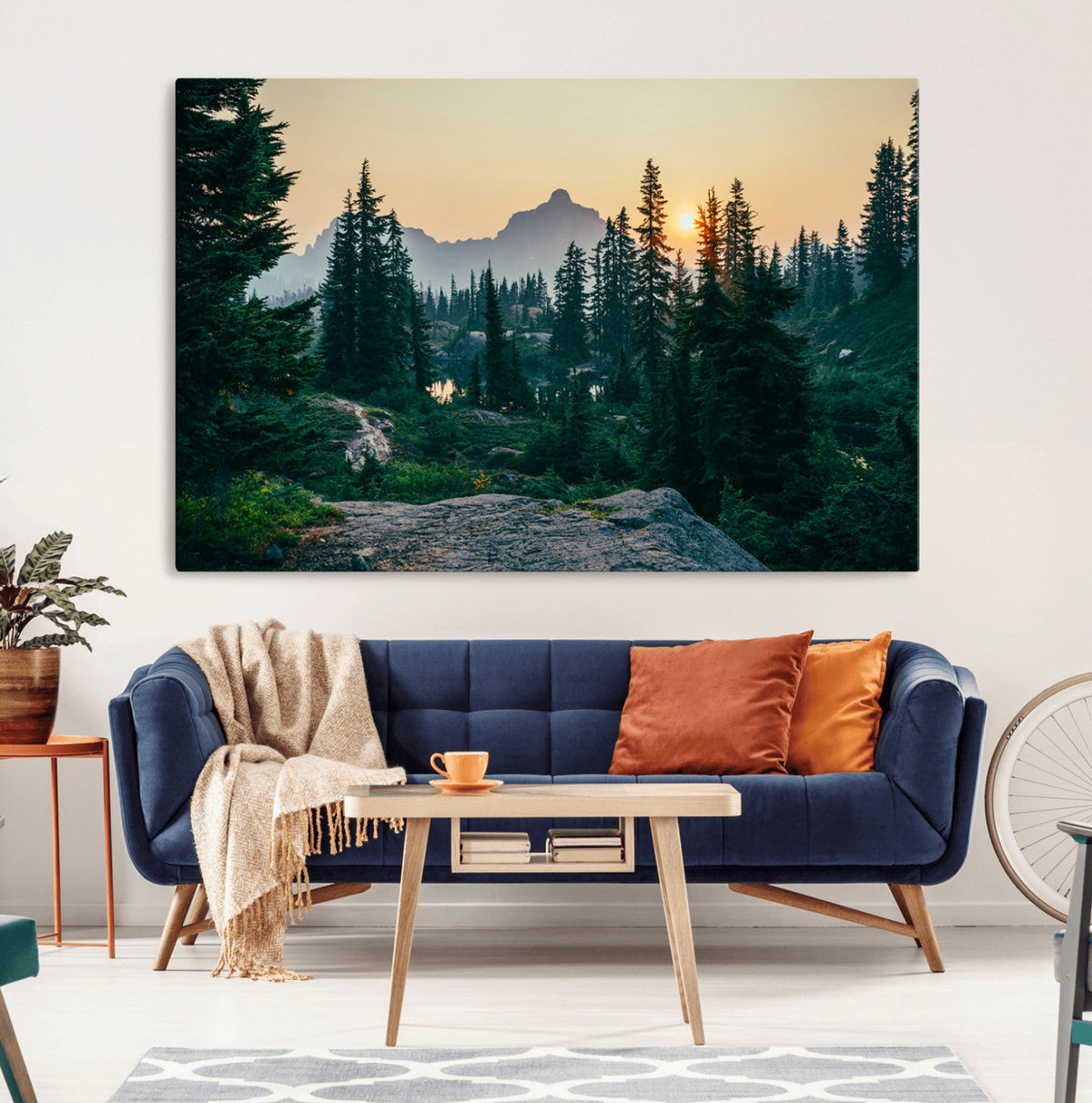 Mountain Landscape Wall Art Canvas Print – Framed Forest