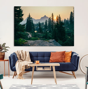Mountain Landscape Wall Art Canvas Print – Framed Forest
