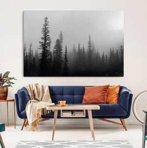 Misty Pines Wall Art Canvas Print – Framed Woodland