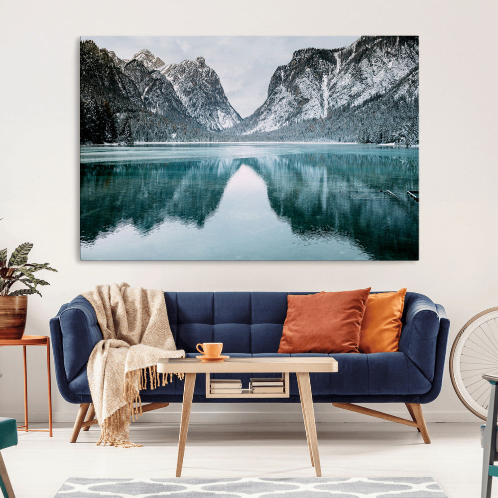 Mountain Lake Wall Art Canvas Print – Framed Toblacher See