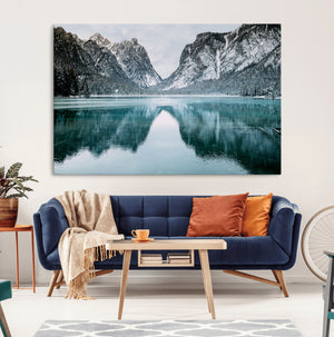 Mountain Lake Wall Art Canvas Print – Framed Toblacher See