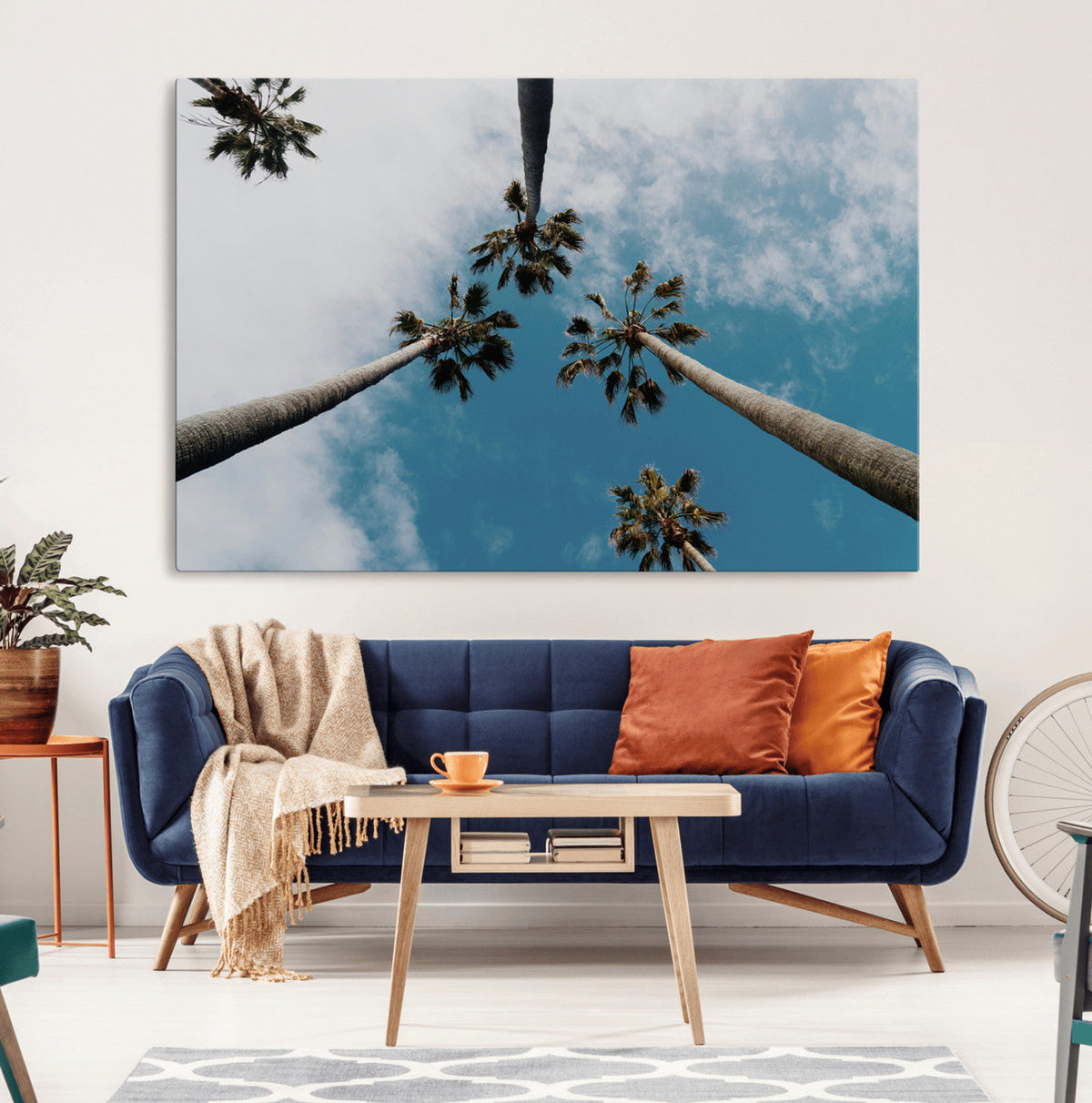 Tropical Palm Trees Wall Art Canvas Print Framed California