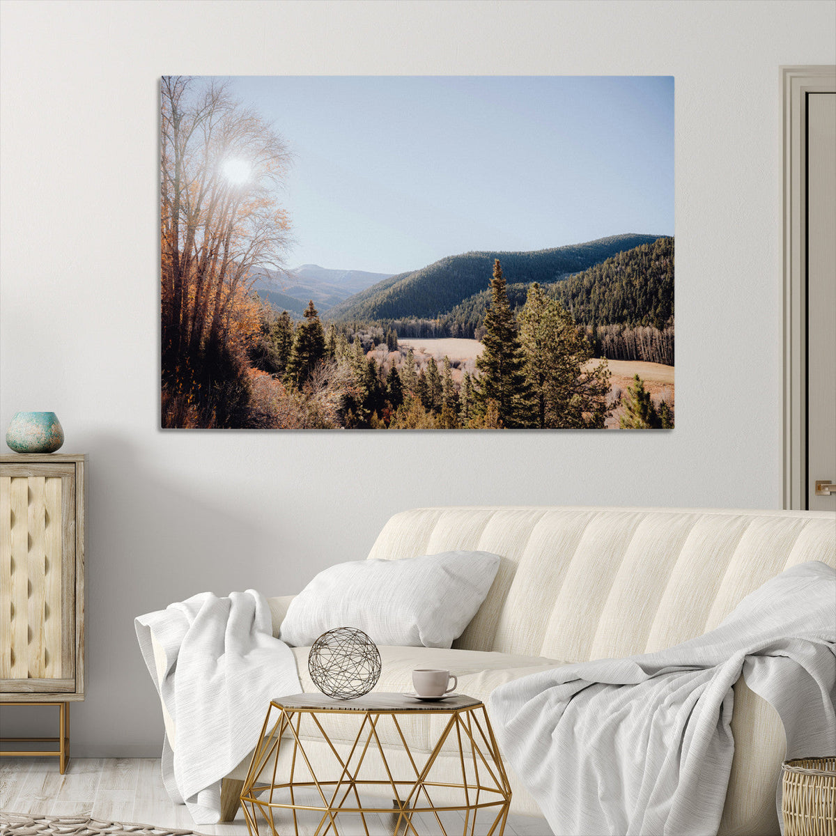 Rustic Landscape Wall Art Canvas Print – Serene Valley Scene