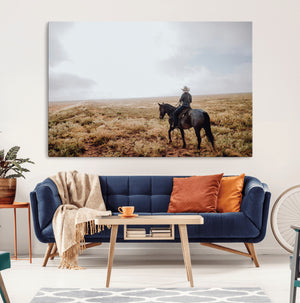 Cowboy Wall Art Canvas Print – Framed Western Ranch Scene