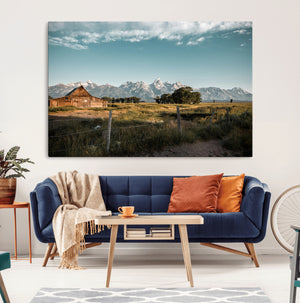 Rustic Farmhouse Wall Art Canvas Print – Framed Mountain