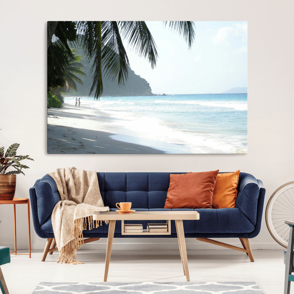 Tropical Beach Wall Art Canvas Print – Framed Serene Ocean