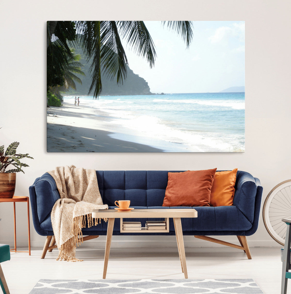 Tropical Beach Wall Art Canvas Print – Framed Serene Ocean