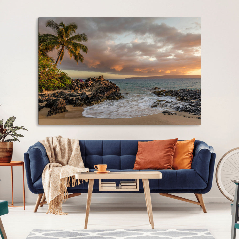 Tropical Beach Wall Art Canvas Print, Vibrant Hawaiian